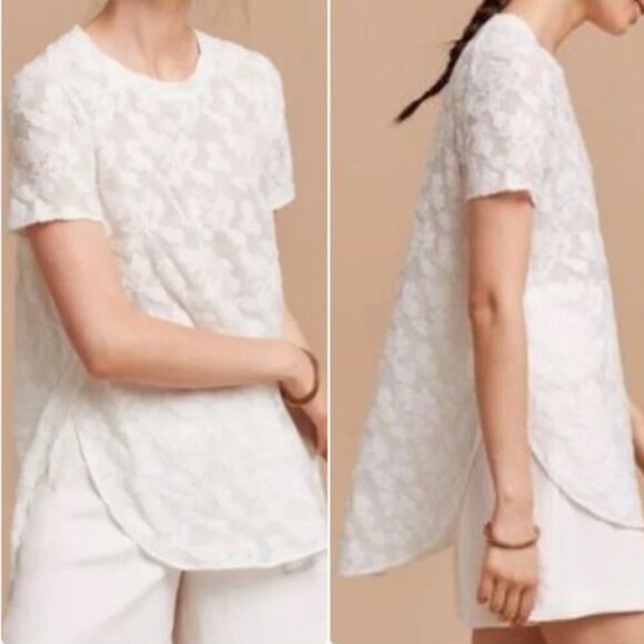 Wilfred Capucine Semi Sheer Texture Short-Sleeve Top - Size Medium - Picture 1 of 10